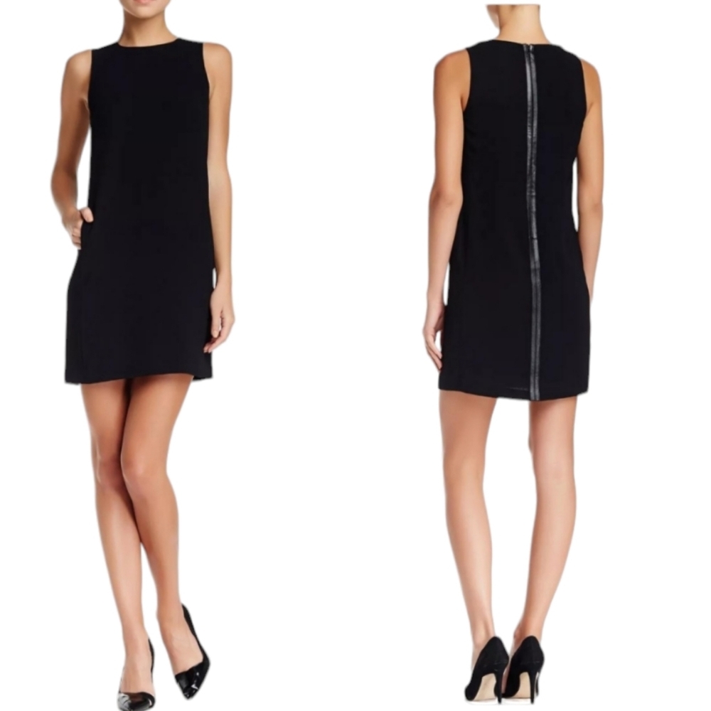 Vince NWT Little Black Dress LBD With Leather Detail Women's Size 4